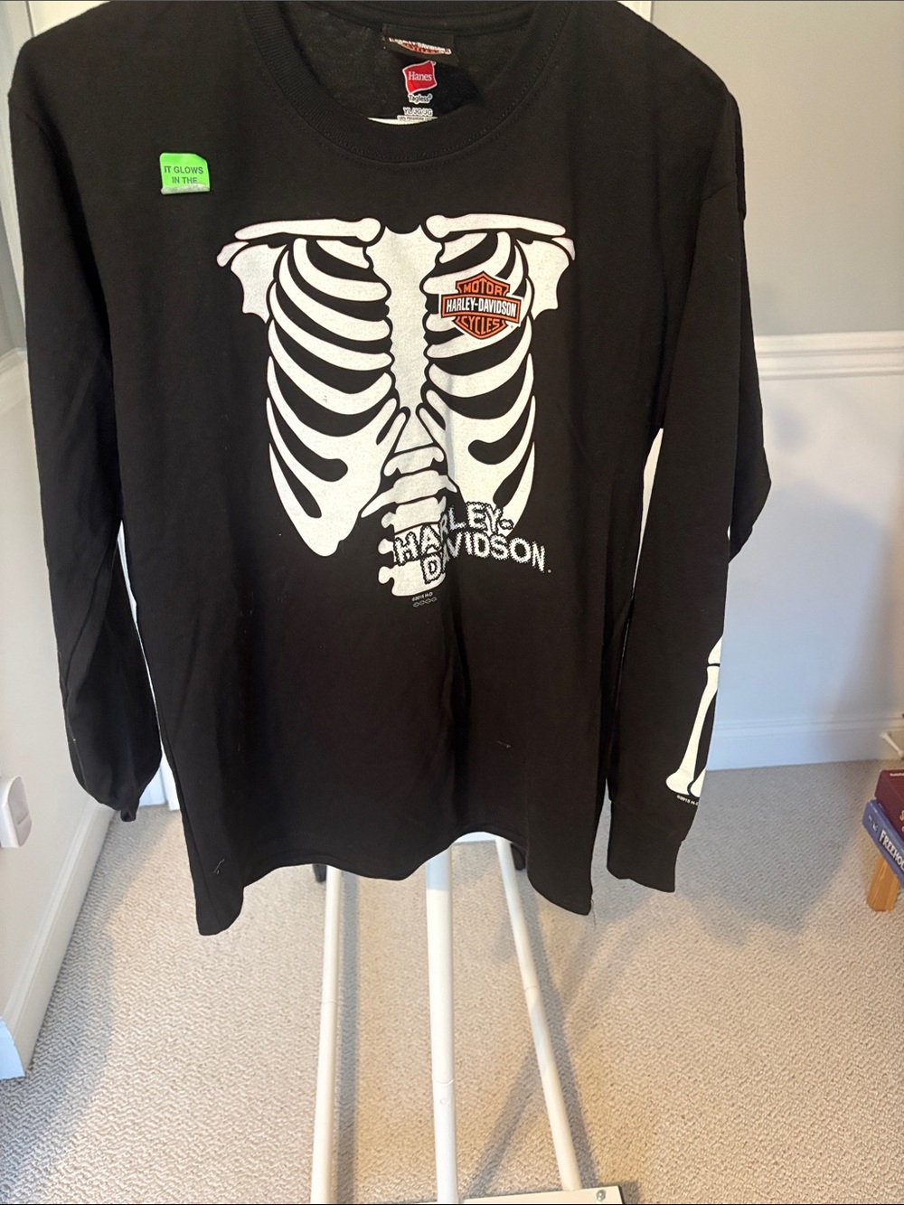 Harley-Davidson Black Crewneck Skeleton Chest Graphic long sleeve T-shirt